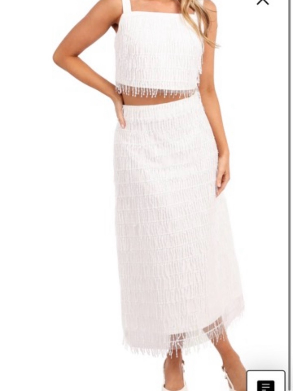 NWT White Fringe 2 Piece Set